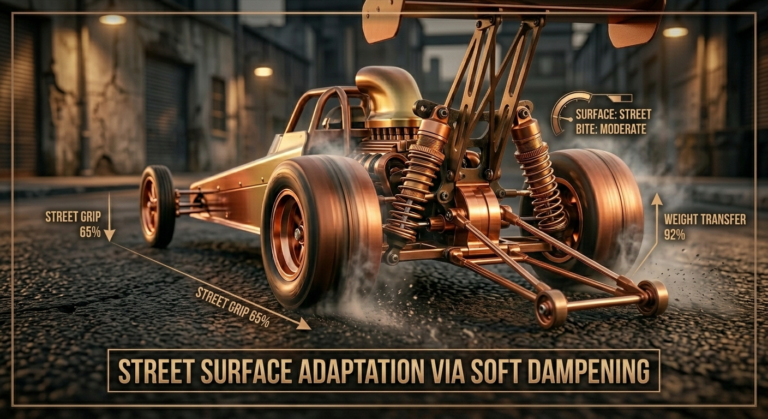 Technical analysis of RC drag shock internal cross-section showing precision flow control for dampening stability